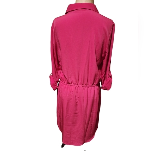 Attention Women's Hot Pink Lightweight Elastic Waist Dress‎ Size Large - Picture 3 of 15
